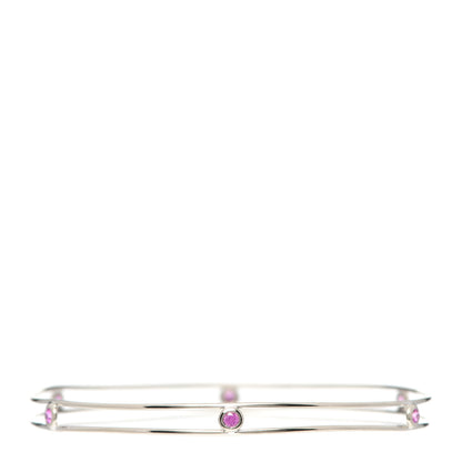 Tiffany 18K White Gold Pink Sapphire Elsa Peretti Sapphire By The Yard Bangle Bracelet 3 of 5