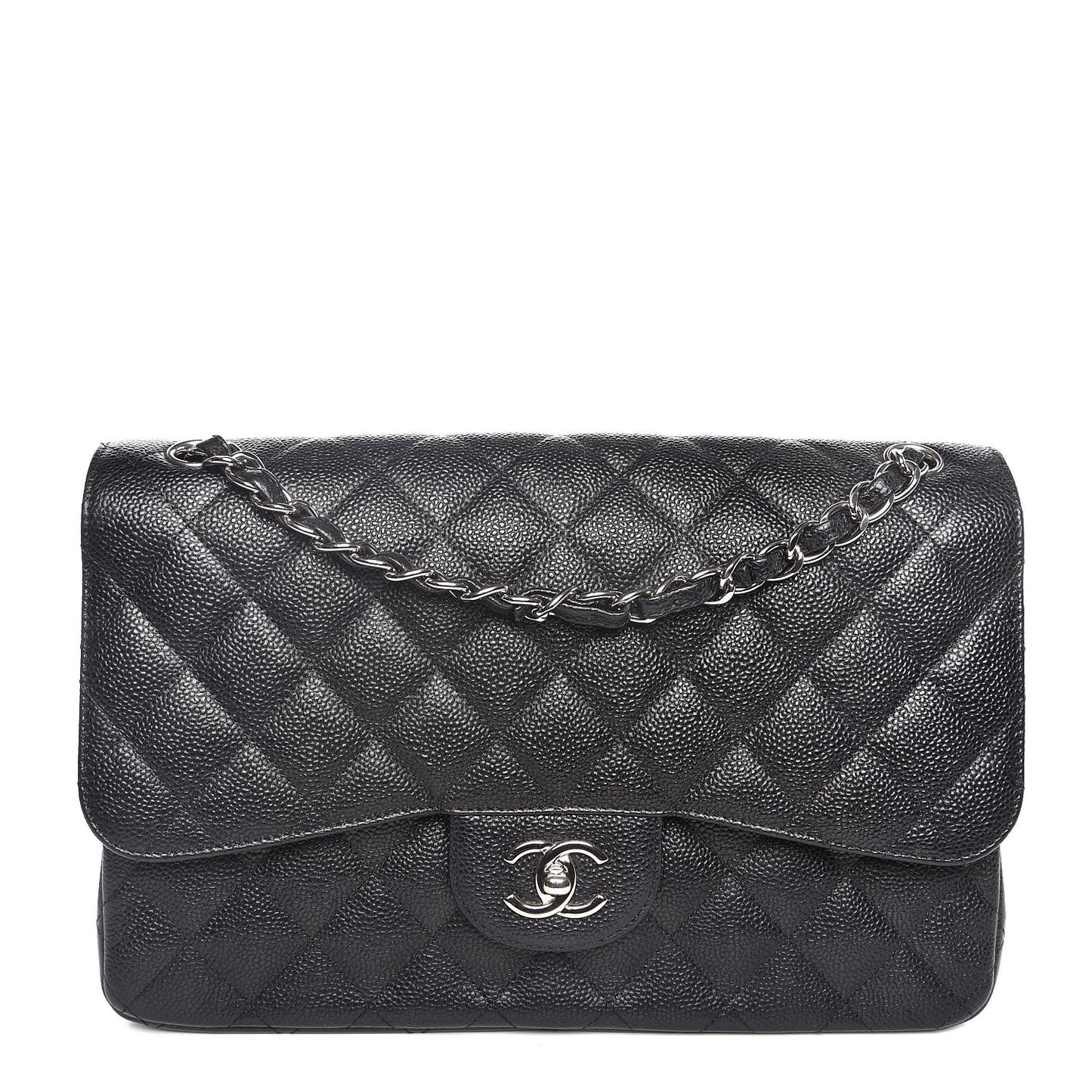 Caviar Quilted Jumbo Double Flap Black