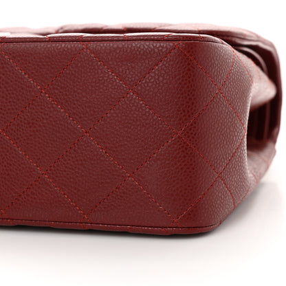 Chanel Caviar Quilted Jumbo Double Flap Dark Red 10 of 10
