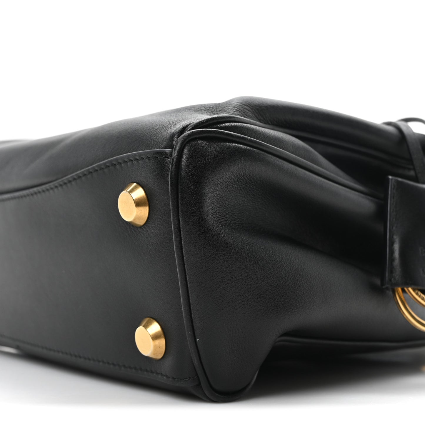 Natural Smooth Calfskin Small Rodeo Top Handle Handbag Black