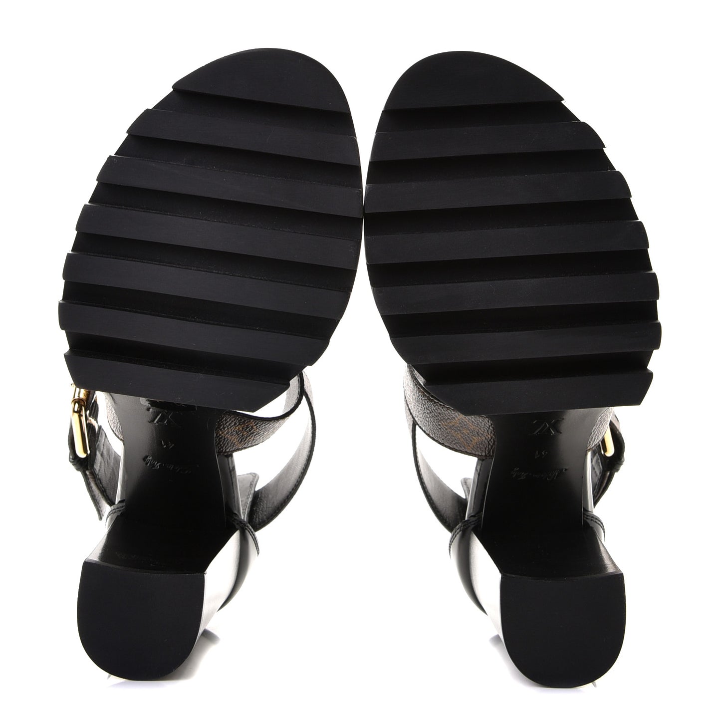 Glazed Calfskin Monogram Star Trail Sandals 41 Black
