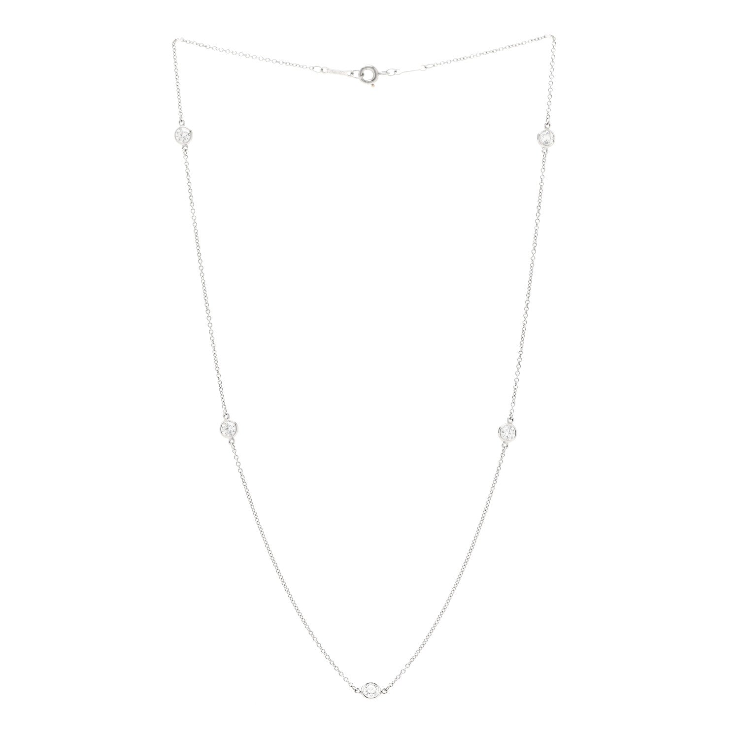 Tiffany Platinum Diamond .70ctw Elsa Peretti Diamonds by the Yard Station Necklace 3 of 6