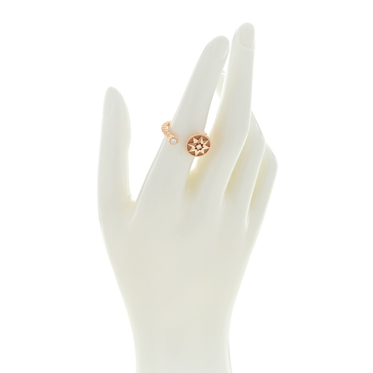 18K Rose Gold Diamond Pink Opal Rose Des Vents Ring 53 6.5
