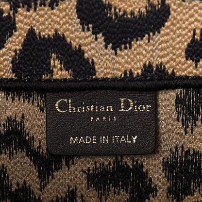 Christian Dior Canvas Mizza Embroidered Medium Leopard Book Tote Beige 6 of 10