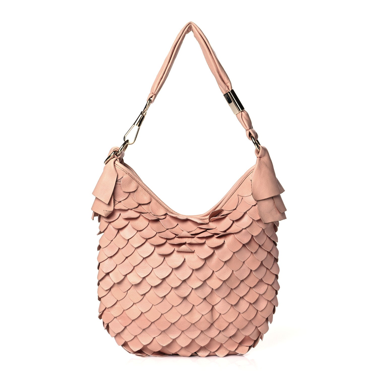 Saint Laurent Calfskin Scalloped Hobo Old Rose 1 of 12