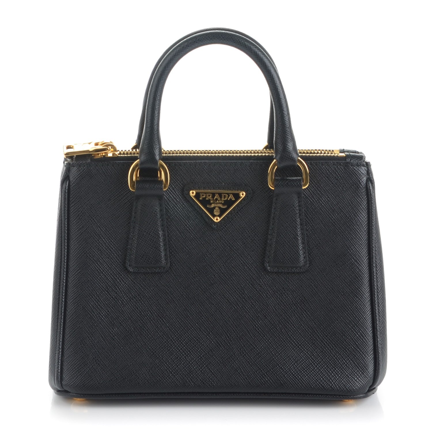 Prada Saffiano Lux Micro Galleria Double Zip Tote Black 1 of 8