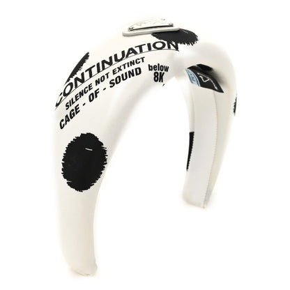 Prada Re-Nylon Printed Metal Triangle Logo Headband Black White 4 of 6