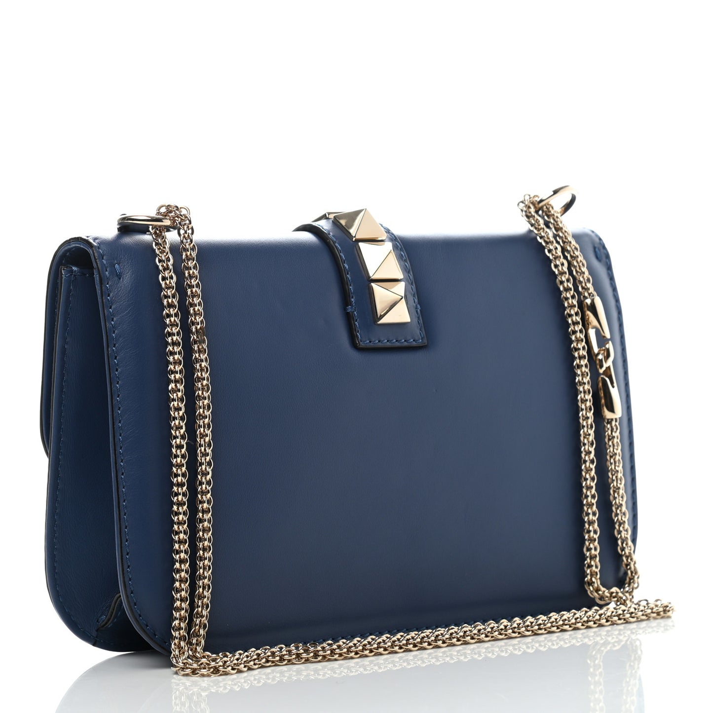 Vitello Medium Glam Lock Rockstud Flap Indigo