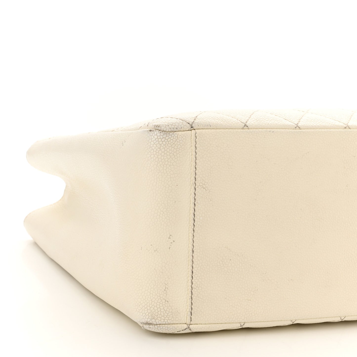 Caviar Quilted Grand Shopping Tote GST White