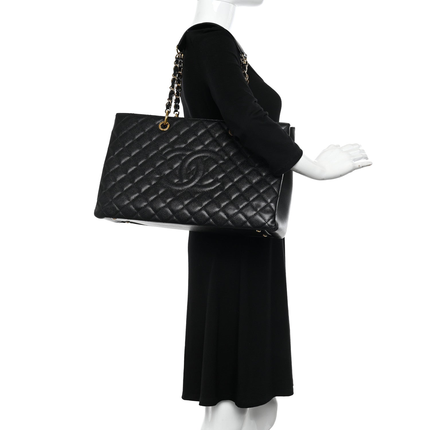 Chanel Caviar Quilted XL Grand Shopping Tote GST Black 2 of 10