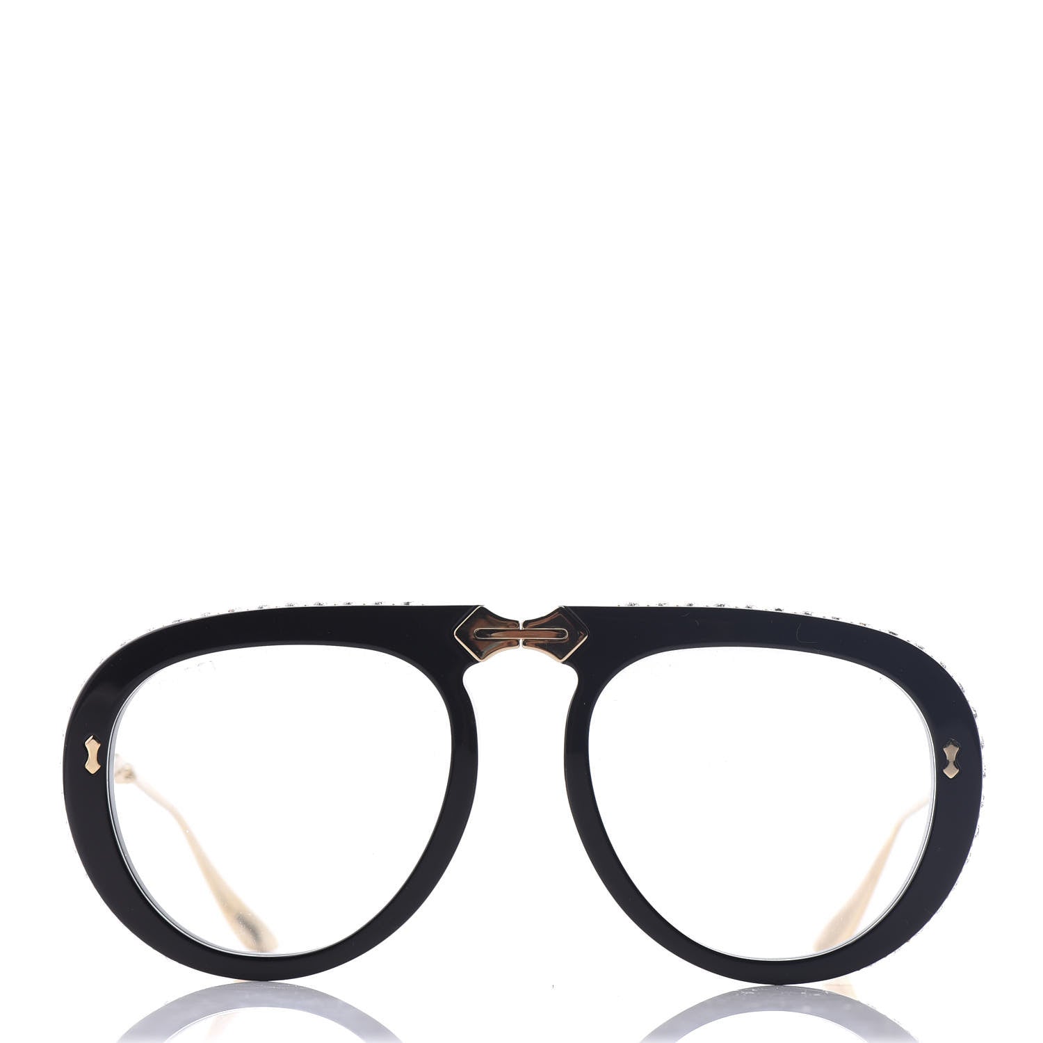 Gucci Acetate Crystal Foldable Aviator Sunglasses GG0307S Black 2 of 10