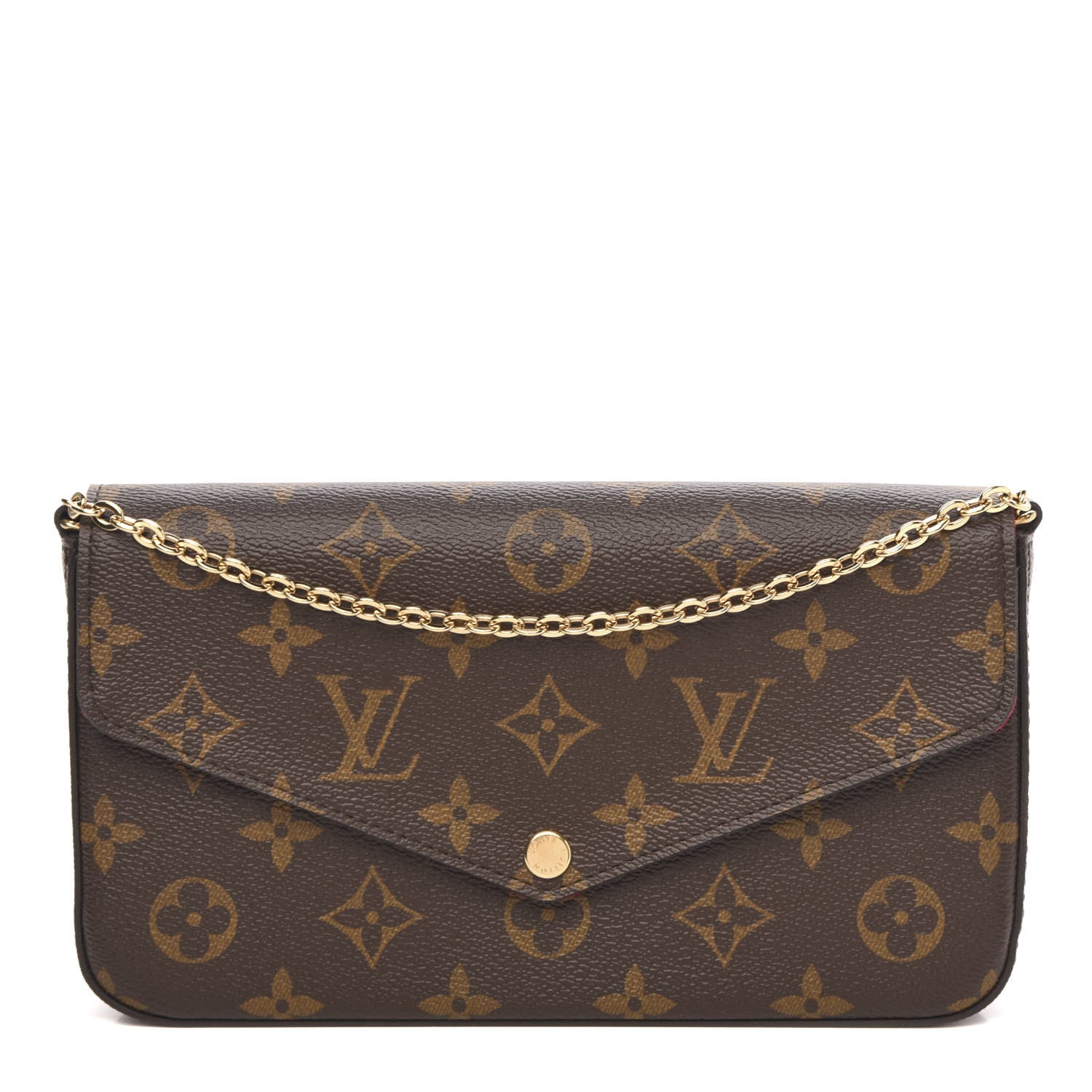Louis Vuitton Monogram Pochette Felicie Chain Wallet Fuchsia 1 of 10