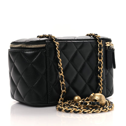 Chanel Lambskin Quilted Pearl Crush Small Vanity Case With Chain Black 3 of 9