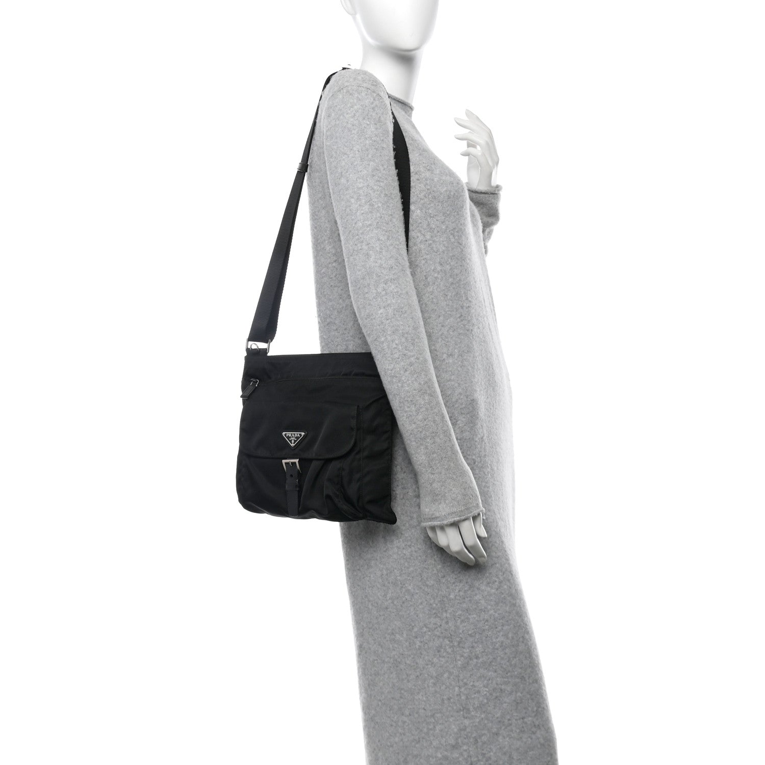 Prada Tessuto Nylon Flat Messenger Bag Black 2 of 10