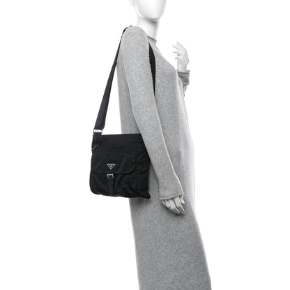 Prada Tessuto Nylon Flat Messenger Bag Black 2 of 10