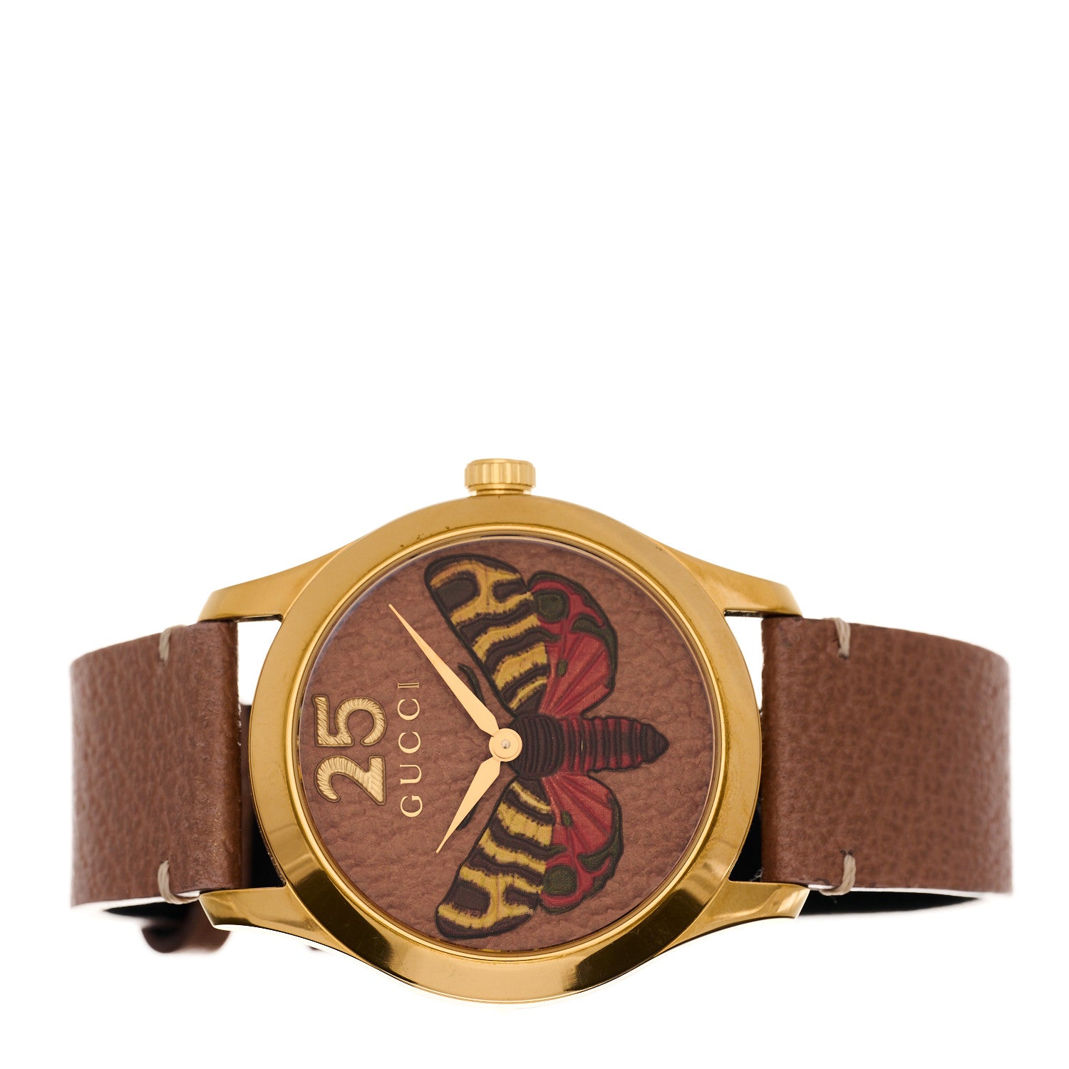 Gucci Stainless Steel Calfskin 38mm G-Timeless Moth Quartz Watch Brown 2 of 4