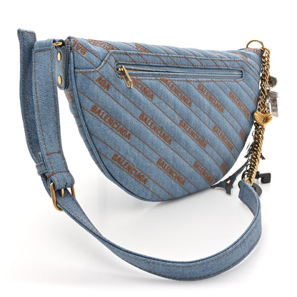Balenciaga Denim Diagonal Allover Logo XS Souvenir Belt Bag 3 of 11