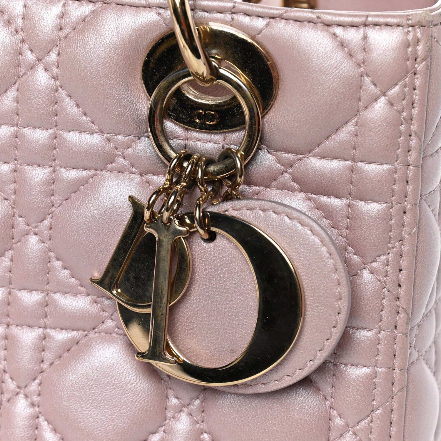 Christian Dior Pearly Lambskin Cannage Medium Lady Dior Lotus 16 of 22