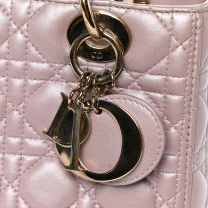 Christian Dior Pearly Lambskin Cannage Medium Lady Dior Lotus 16 of 22