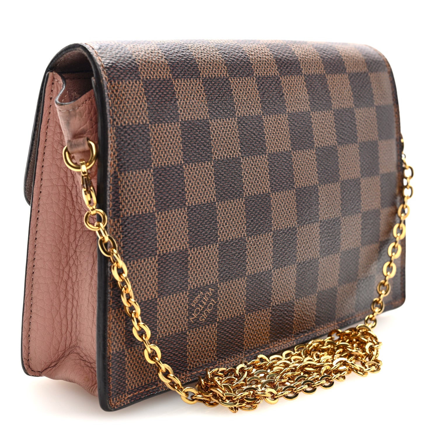 Louis Vuitton Damier Ebene Croisette Chain Wallet Magnolia 3 of 11