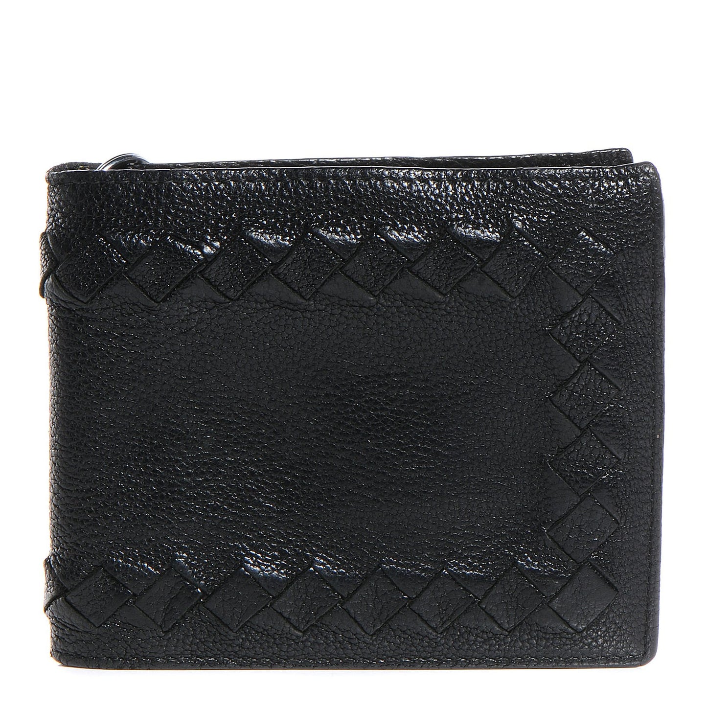 Goatskin Intrecciato Wallet With Chain Nero Black