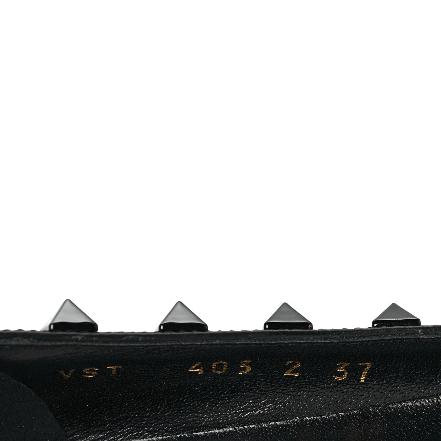 Valentino Garavani Calfskin Lacquered Monochrome Rockstud Ballerina Flats 37 Black 7 of 8