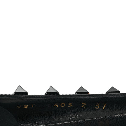 Valentino Garavani Calfskin Lacquered Monochrome Rockstud Ballerina Flats 37 Black 7 of 8
