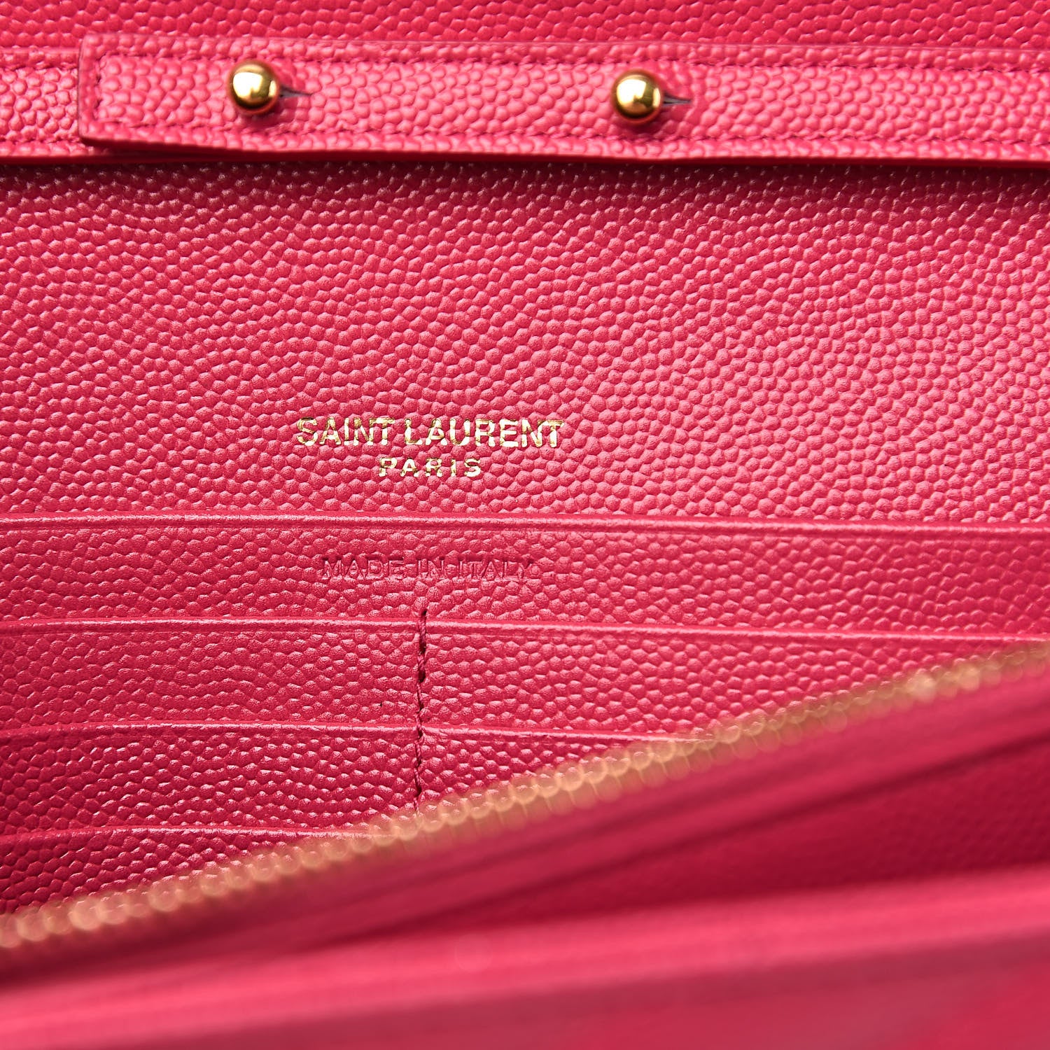 Saint Laurent Grain De Poudre Matelasse Chevron Monogram Chain Wallet Fresh Fuchsia 6 of 10
