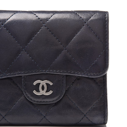 Chanel Lambskin Quilted Compact French Flap Wallet Navy 10 of 12