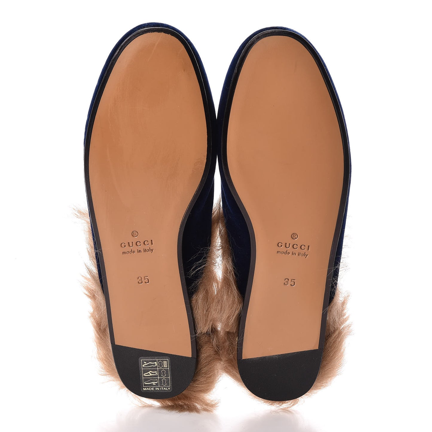Velvet Fur Womens Princetown Slippers 35 Cobalt Blue
