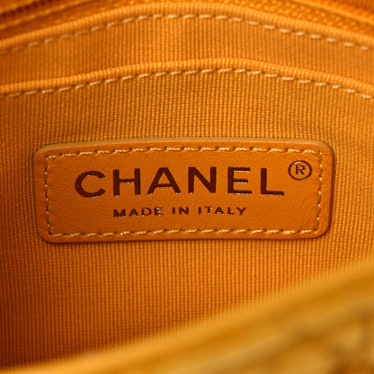 Chanel Velvet Camellia Embossed Mini Square Flap Yellow 6 of 9