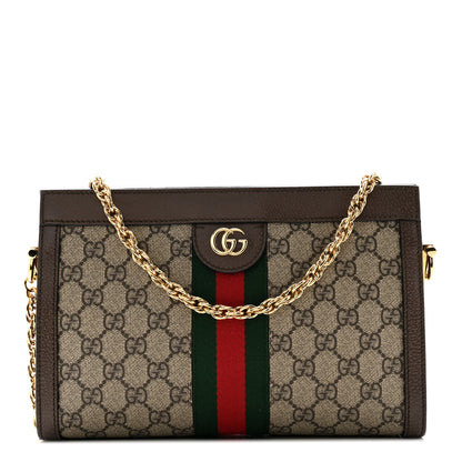 Gucci GG Supreme Monogram Web Small Ophidia Chain Shoulder Bag Brown 1 of 11