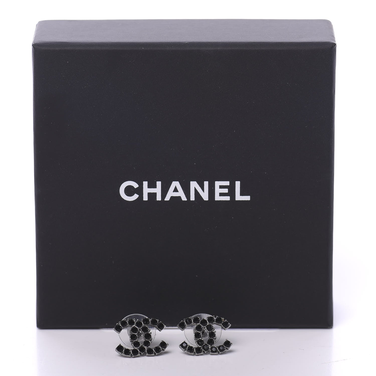 Chanel Ruthenium Crystal CC Earrings Black 5 of 5