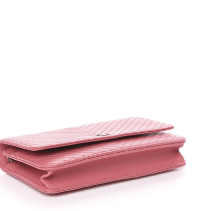 Chanel Caviar Chevron Quilted Wallet On Chain WOC Pink 3 of 12