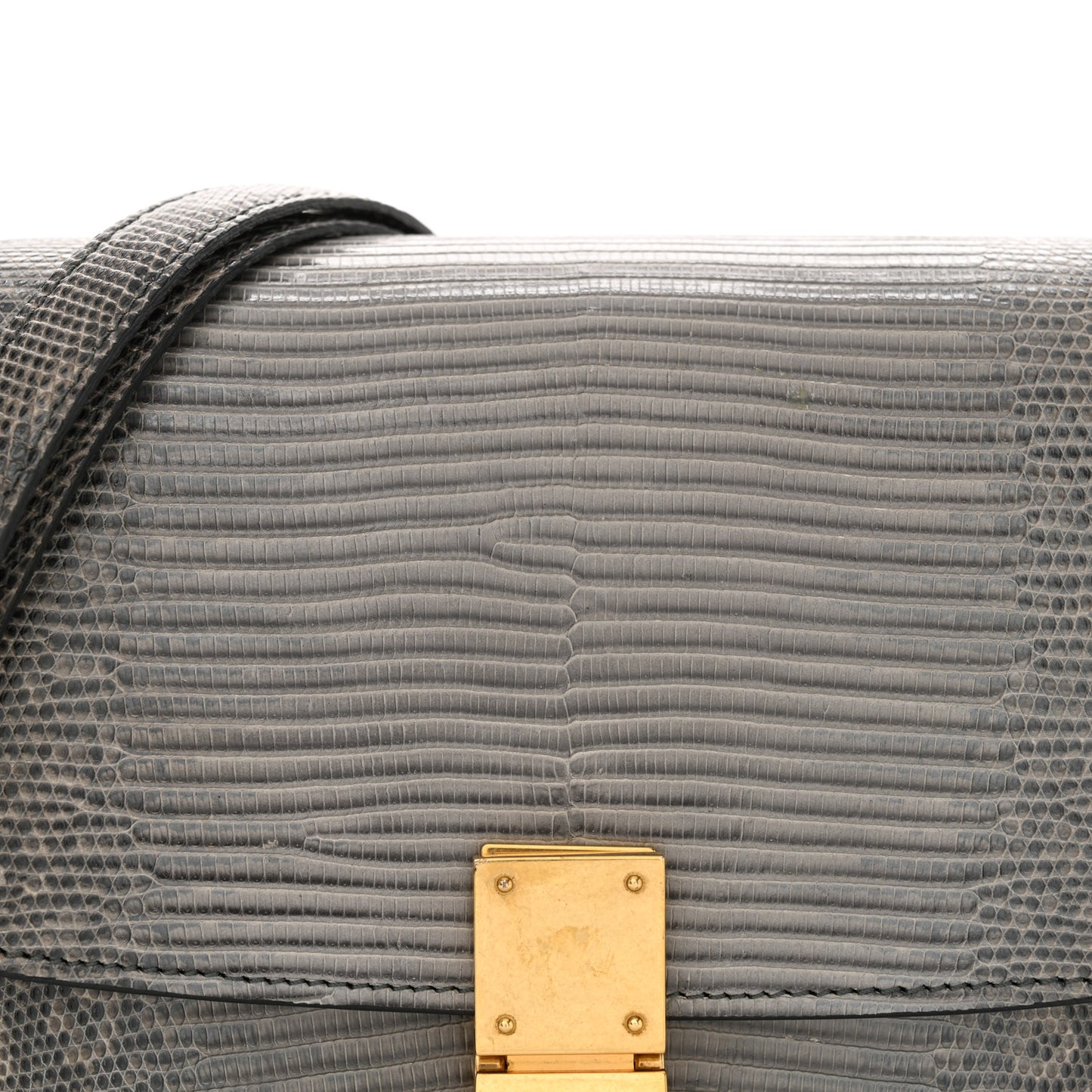 Lizard Small Classic Box Flap Bag Medium Grey