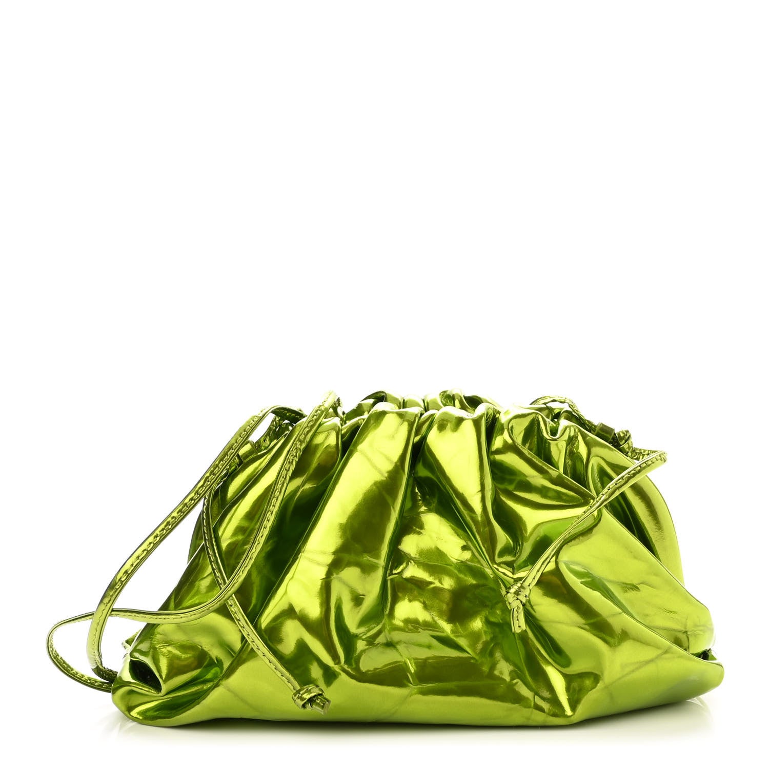 Bottega Veneta Metallic Crushed Calfskin The Mini Pouch Chlorophyll 1 of 9