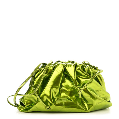 Bottega Veneta Metallic Crushed Calfskin The Mini Pouch Chlorophyll 1 of 9