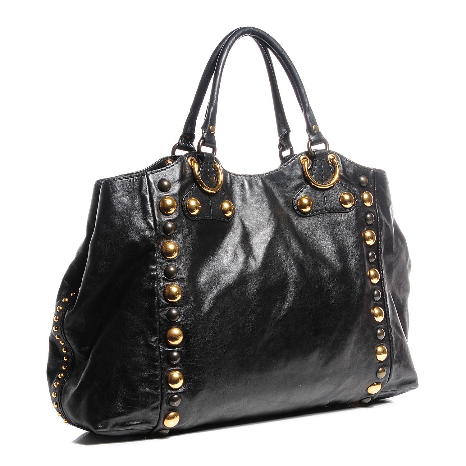 Gucci Leather Suede Fringe Large Babouska Tote Black 3 of 8