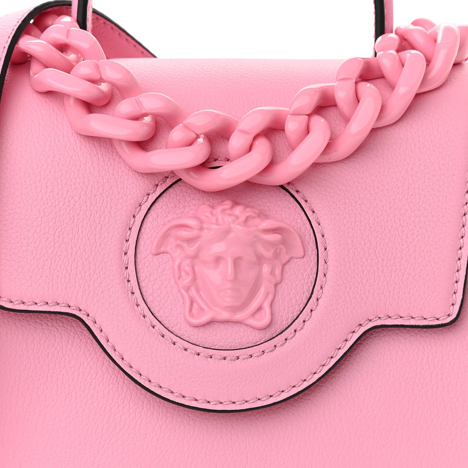 Versace Grained Calfskin Medusa Small Top Handle Handbag Pink 9 of 9