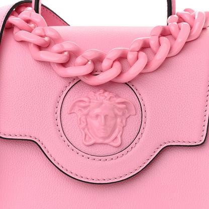 Versace Grained Calfskin Medusa Small Top Handle Handbag Pink 9 of 9