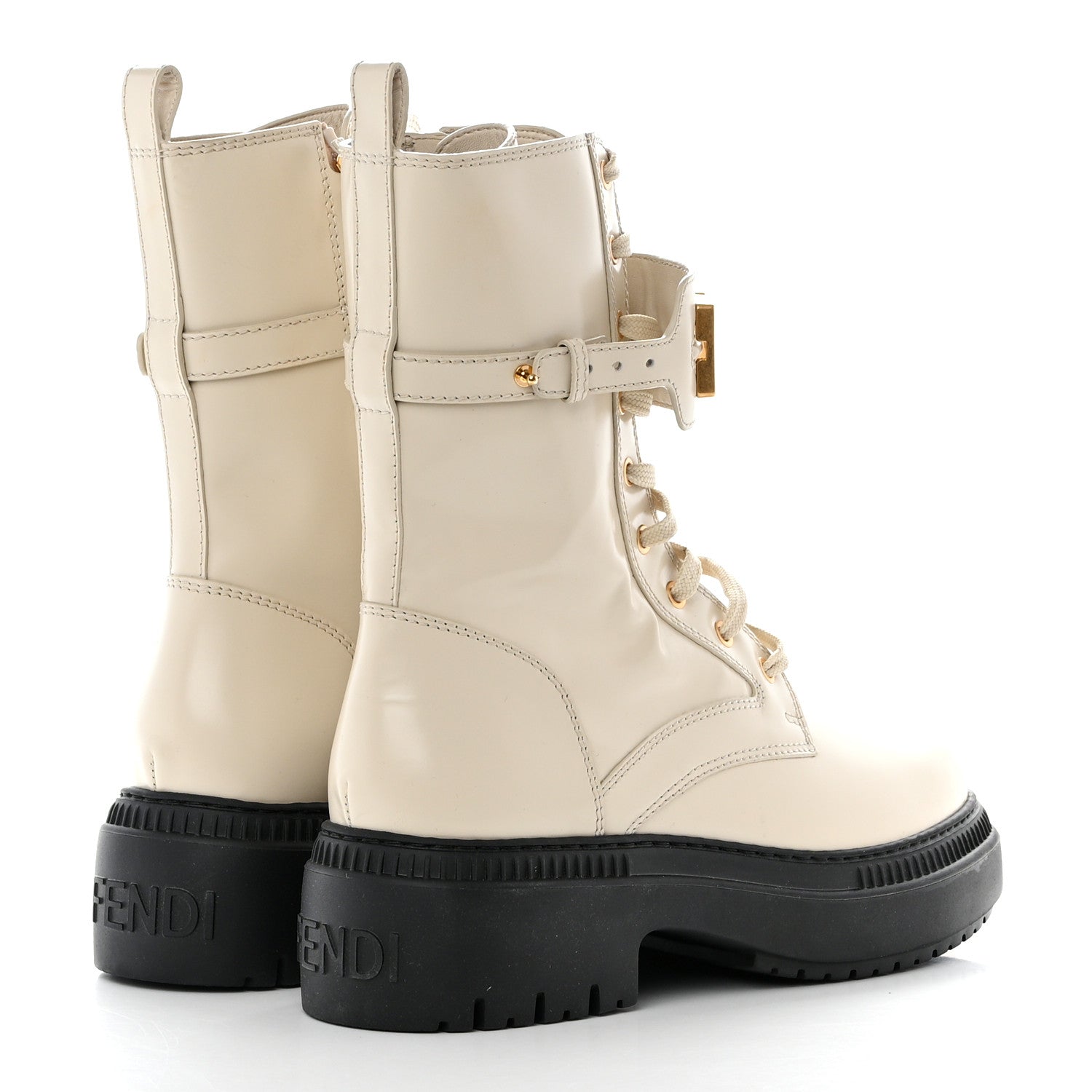 Fendi Vitello Abrasivato Fendigraphy 50mm Biker Boots 41 White 4 of 9