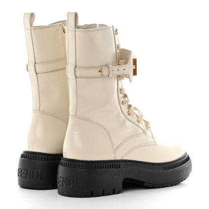 Fendi Vitello Abrasivato Fendigraphy 50mm Biker Boots 41 White 4 of 9