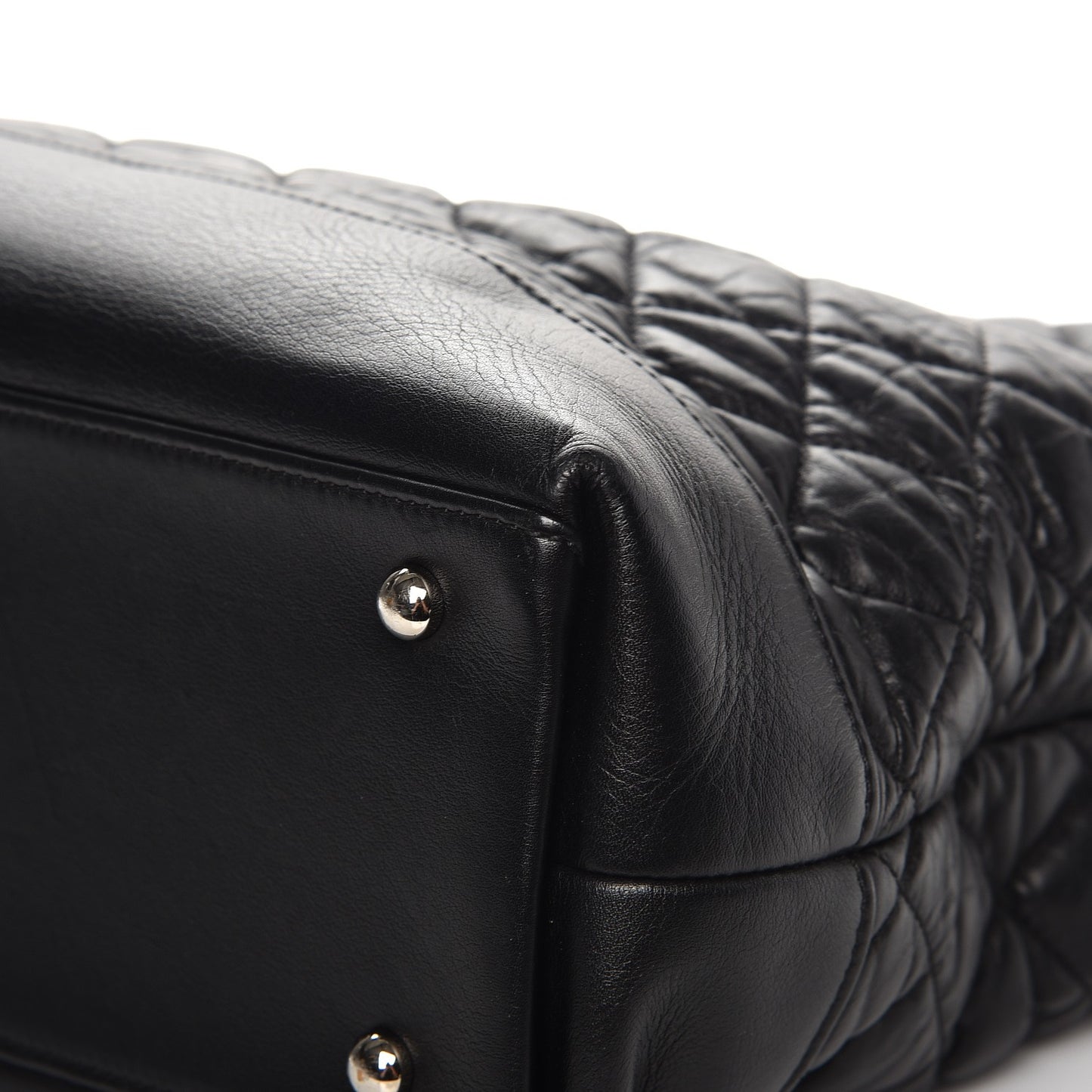 Aged Calfskin Quilted Be CC Tote Black