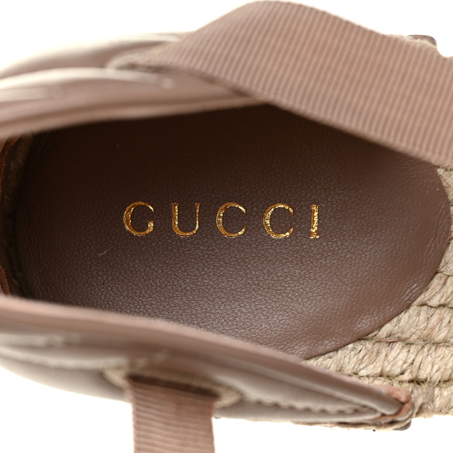 Nappa Matelasse GG Marmont Ankle Wrap Platform 35/120mm Espadrille Wedges 37.5 Porcelain Rose
