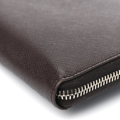 Prada Saffiano Large Zip Around Travel Wallet Brown 10 of 10