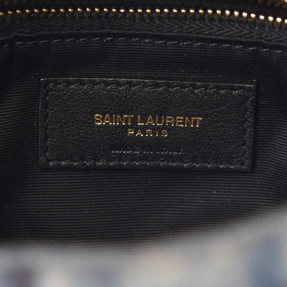 Saint Laurent Denim Quilted Toy Loulou Puffer Monogram Chain Satchel Rodeo Blue 6 of 9