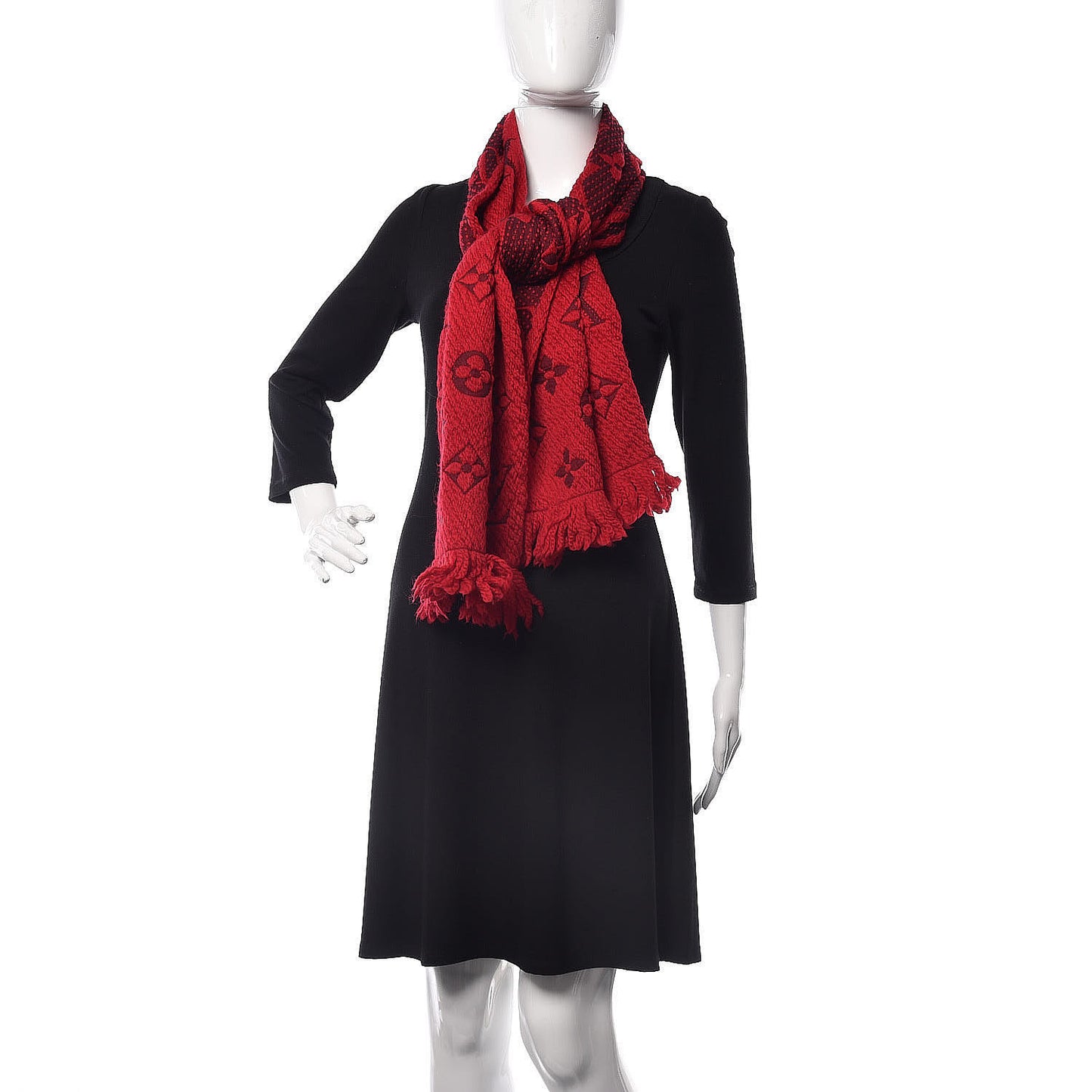 Wool Silk Logomania Scarf Rubis