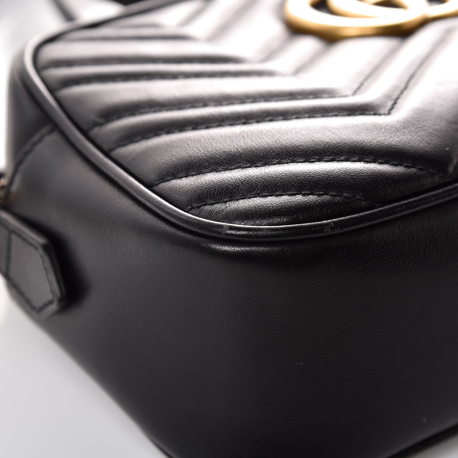 Gucci Calfskin Matelasse Small GG Marmont Chain Shoulder Bag Black 9 of 12