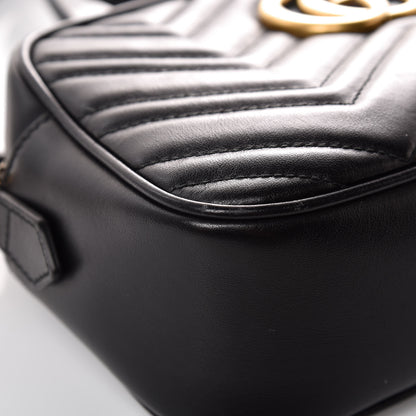 Gucci Calfskin Matelasse Small GG Marmont Chain Shoulder Bag Black 9 of 12