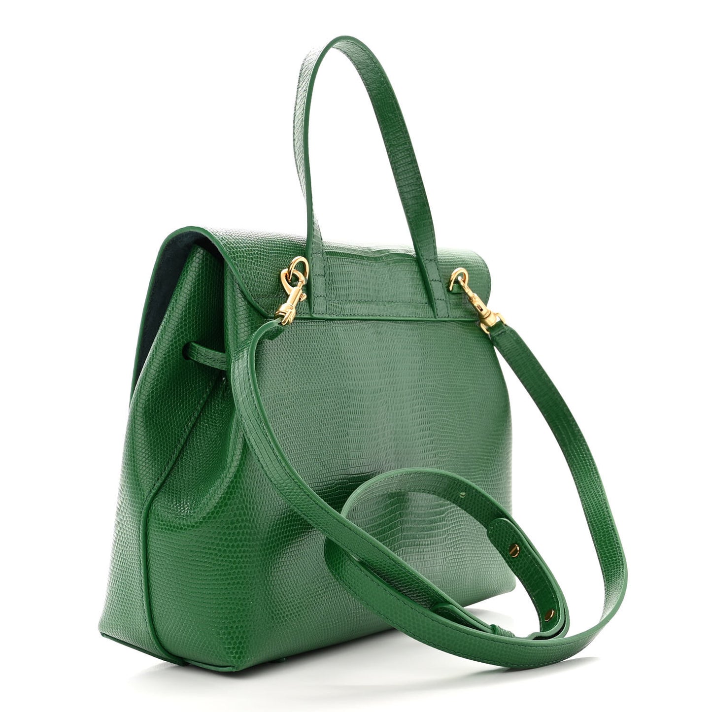 Lizard Embosed Mini Lady Bag Leaf